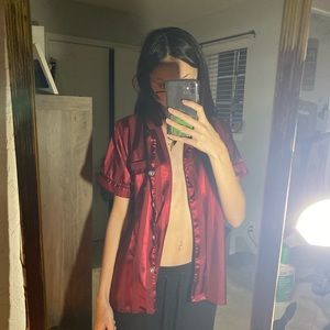 VS satin/silk button up